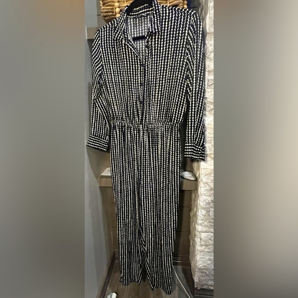 Marimekko black and beige polka dot pantsuit size Small - Picture 1 of 12